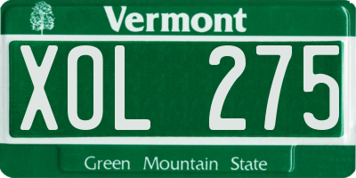 VT license plate XOL275