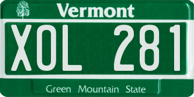 VT license plate XOL281