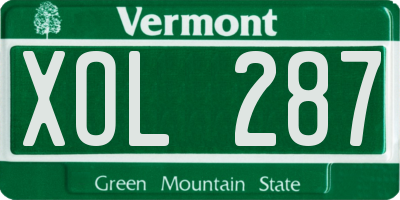 VT license plate XOL287