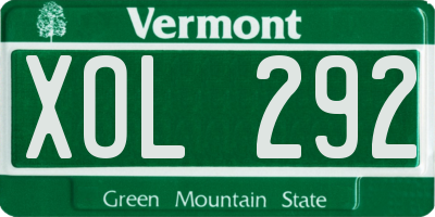 VT license plate XOL292