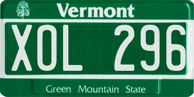 VT license plate XOL296