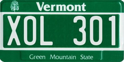 VT license plate XOL301