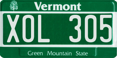 VT license plate XOL305