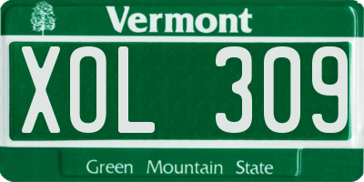 VT license plate XOL309
