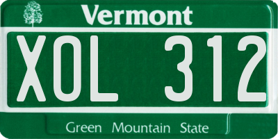 VT license plate XOL312