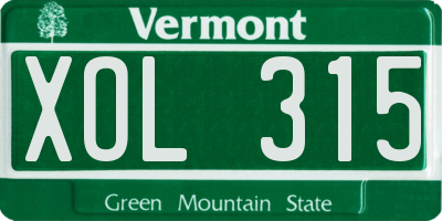 VT license plate XOL315
