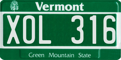 VT license plate XOL316