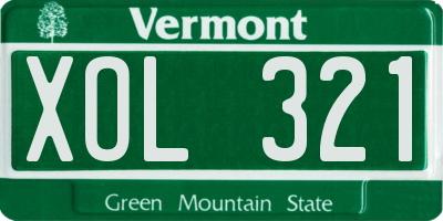 VT license plate XOL321