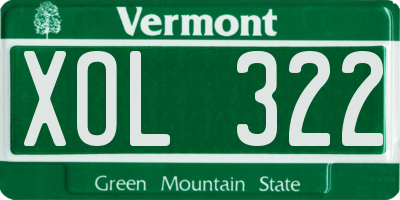 VT license plate XOL322