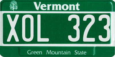 VT license plate XOL323