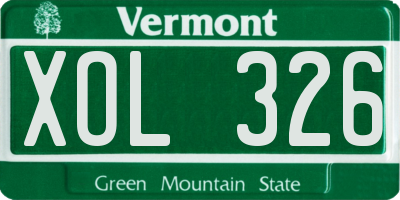 VT license plate XOL326