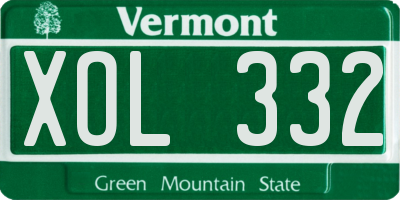 VT license plate XOL332