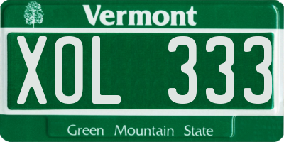 VT license plate XOL333