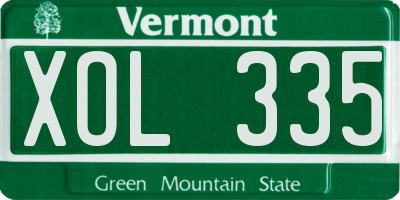 VT license plate XOL335