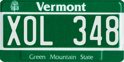 VT license plate XOL348