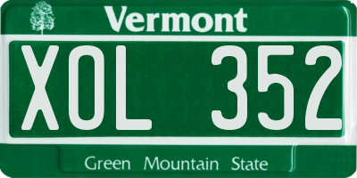 VT license plate XOL352