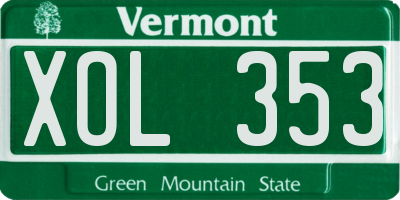 VT license plate XOL353