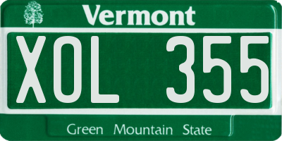 VT license plate XOL355