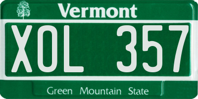 VT license plate XOL357