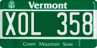 VT license plate XOL358