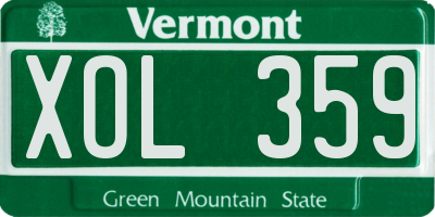 VT license plate XOL359