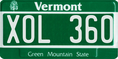 VT license plate XOL360