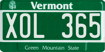 VT license plate XOL365