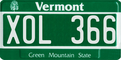 VT license plate XOL366
