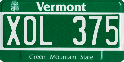 VT license plate XOL375