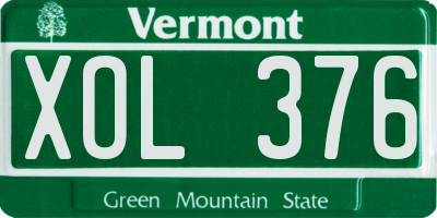 VT license plate XOL376