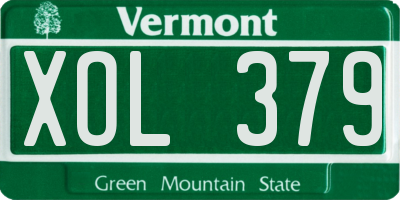 VT license plate XOL379