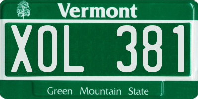 VT license plate XOL381