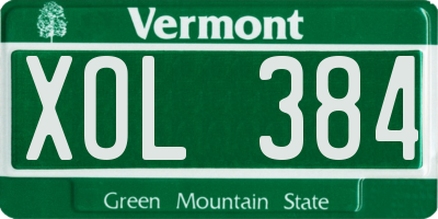 VT license plate XOL384