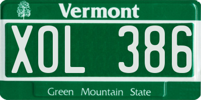 VT license plate XOL386