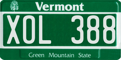 VT license plate XOL388