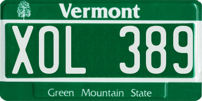 VT license plate XOL389