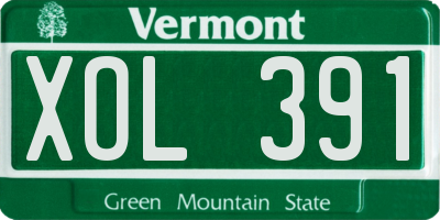 VT license plate XOL391