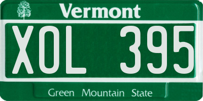 VT license plate XOL395