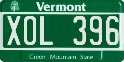 VT license plate XOL396