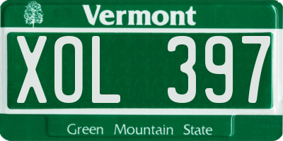 VT license plate XOL397