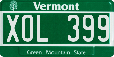 VT license plate XOL399