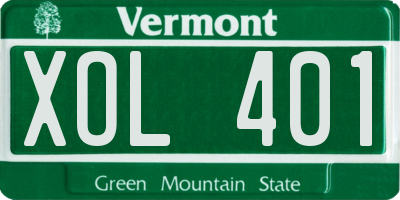 VT license plate XOL401