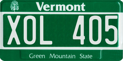 VT license plate XOL405