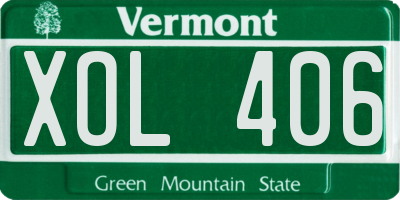 VT license plate XOL406