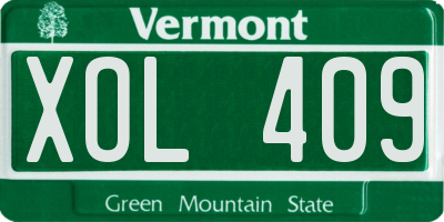 VT license plate XOL409