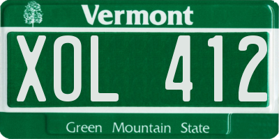 VT license plate XOL412