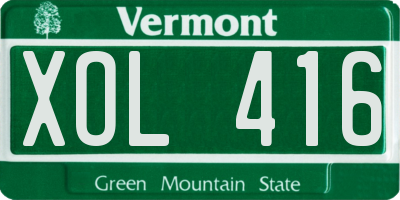 VT license plate XOL416