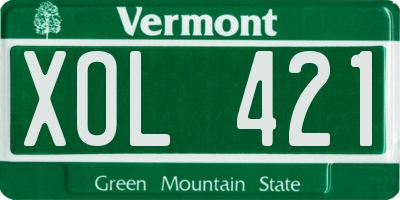 VT license plate XOL421