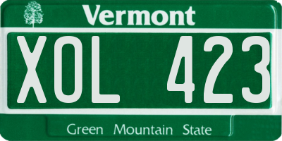 VT license plate XOL423