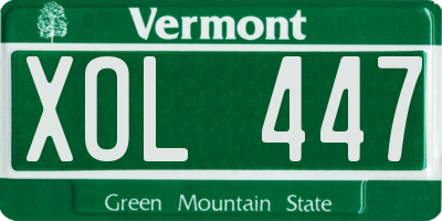 VT license plate XOL447